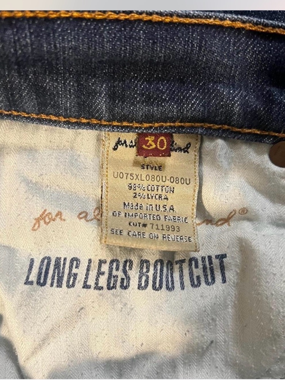 VTG 7 For All Mankind Size 30 Long Leg Bootcut Jeans - Picture 2 of 3